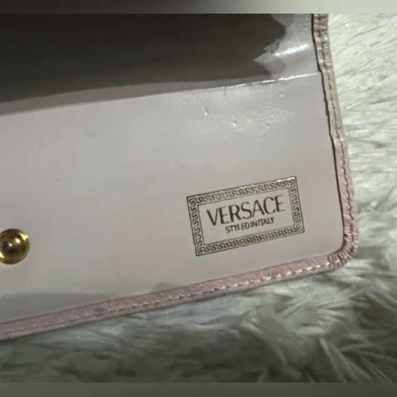 VERSACE Ostrich leather long light pink wallet - Picture 13 of 15